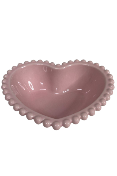 BOMBONIERE PORCELANO CORAÇÃO ROSA